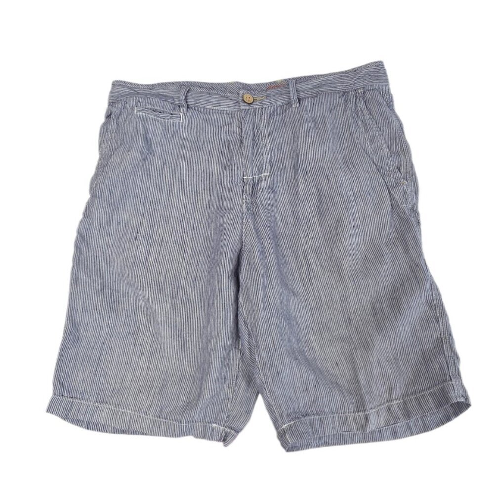 Tommy Bahama Relax Men's 100% Linen Shorts, Blue, White, Resortwear, Size 35